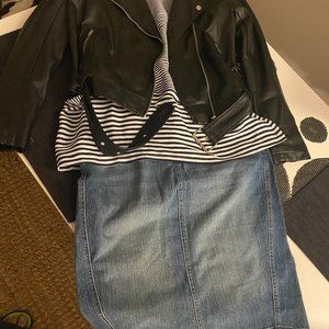 jacket, blouse, skirt